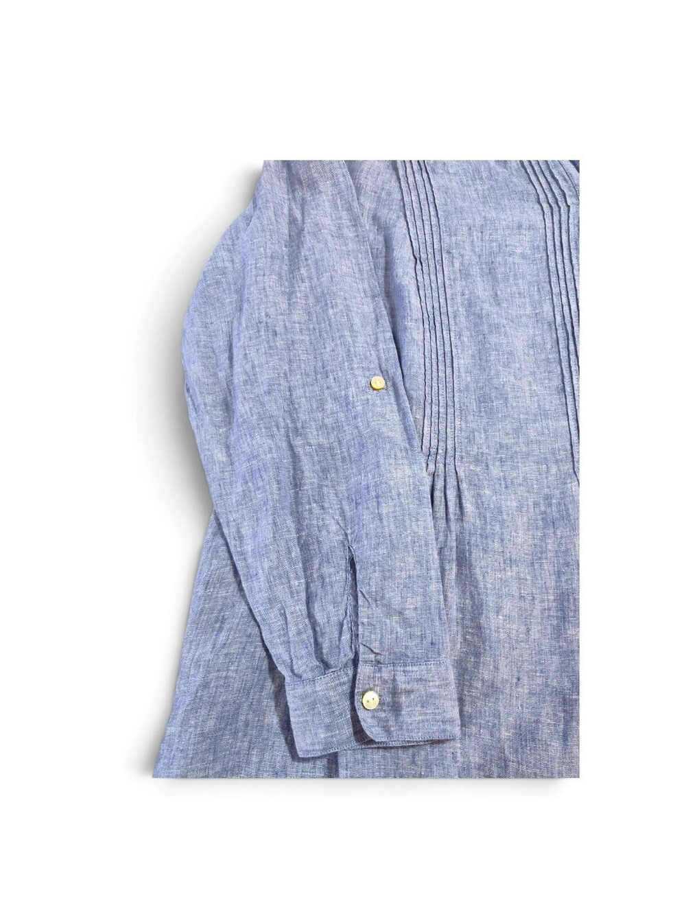 2X J.Jill Pintucked Linen Tunic Long Sleeve Womens Blue Button Up Tab-sleeve - Picture 3 of 10